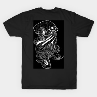 dark octopus in ecopop mandala art style T-Shirt